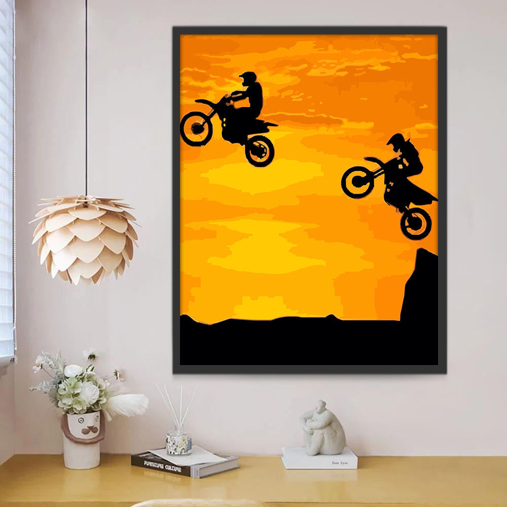 Motos au coucher du soleil Peinture par Numéros