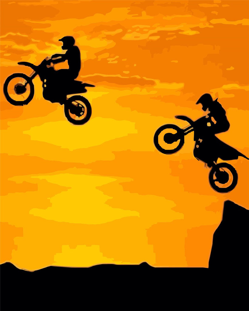 Motos au coucher du soleil Peinture par Numéros