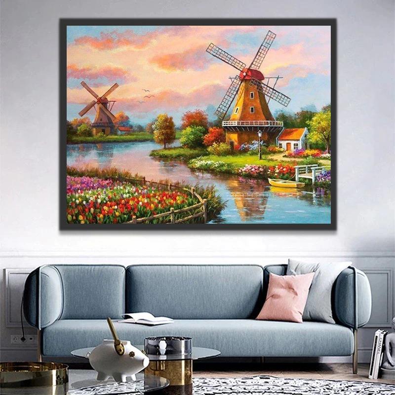 Moulin à Vent Néerlandais Peinture par Numéros