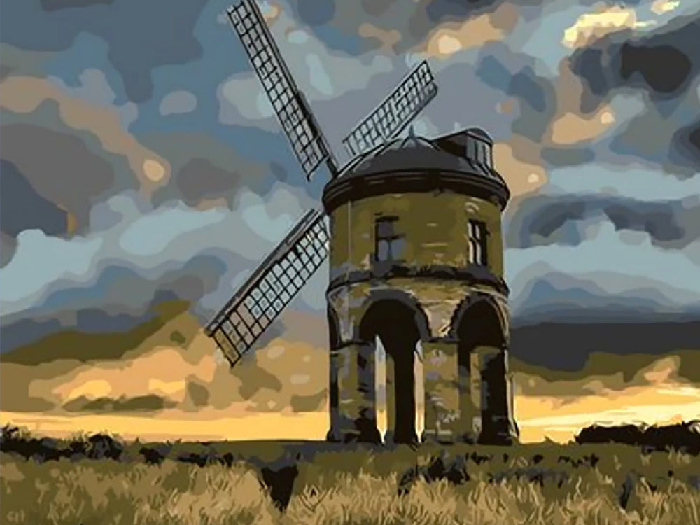 Moulin à Vent sous des Nuages Sombres Peinture par Numéros