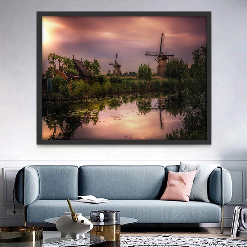 Moulins à vent de Kinderdijk Peinture par Numéros