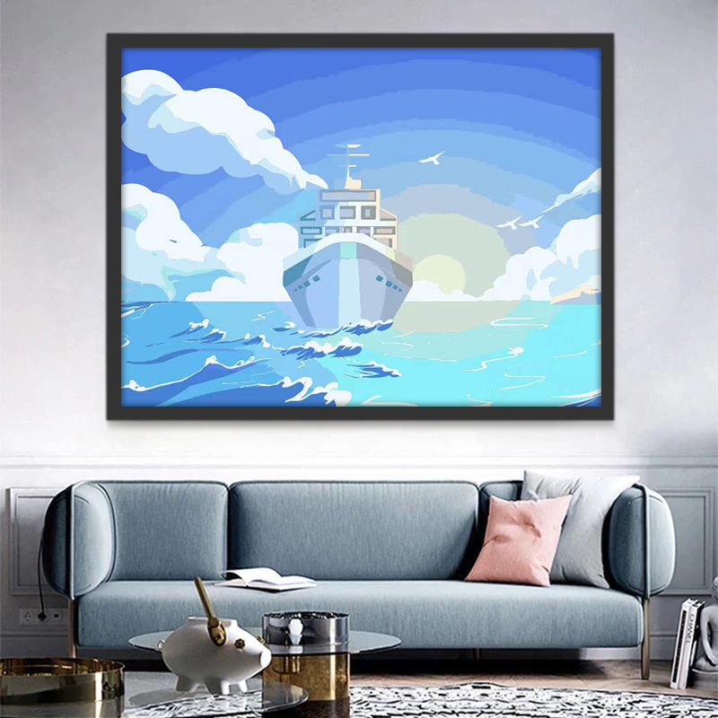 Navires de Guerre et Ciel Bleu Peinture par Numéros