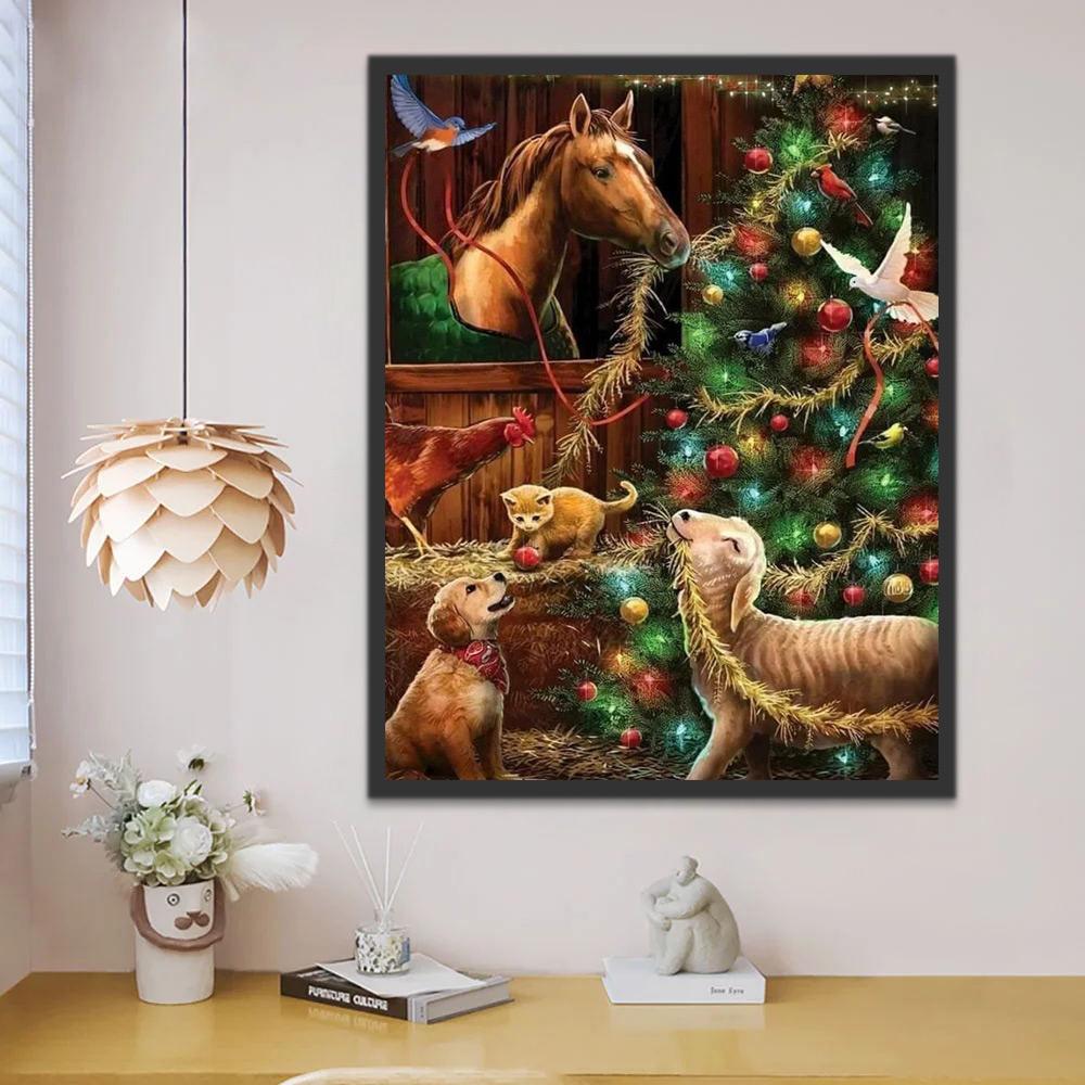Noël et Animaux Peinture par Numéros