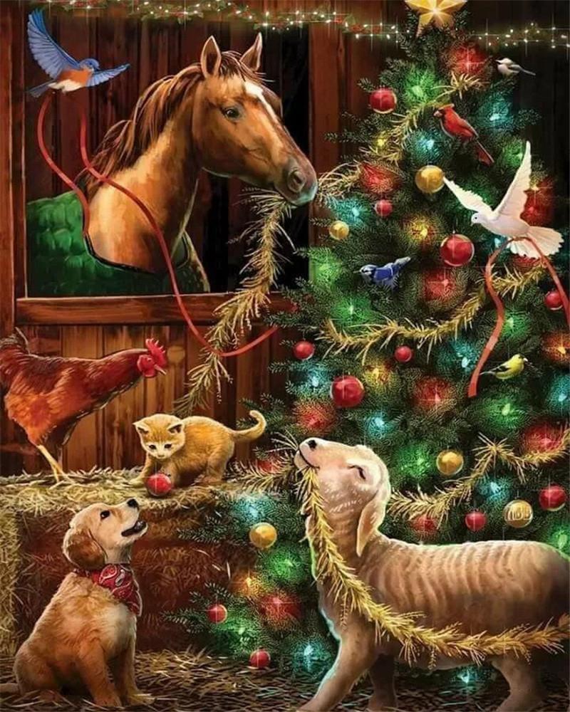 Noël et Animaux Peinture par Numéros