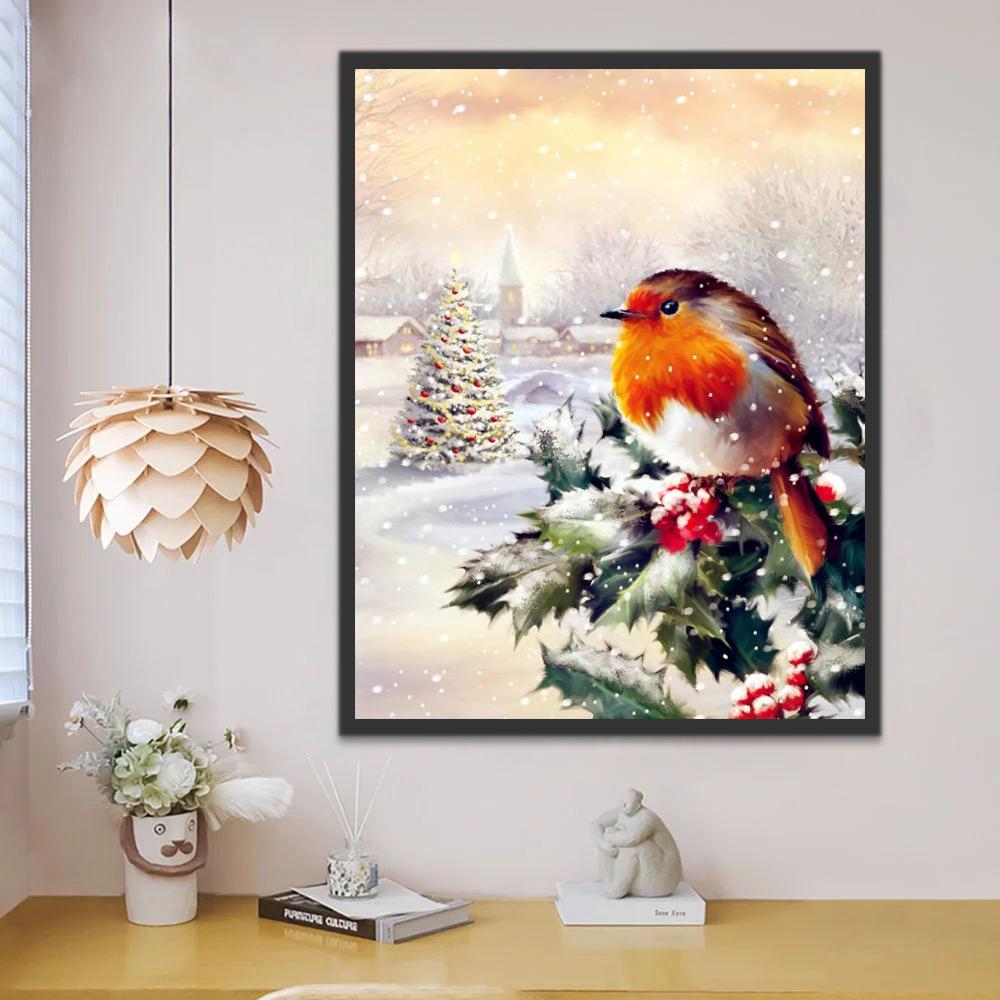 Noël Mésange dans la Neige Peinture par Numéros