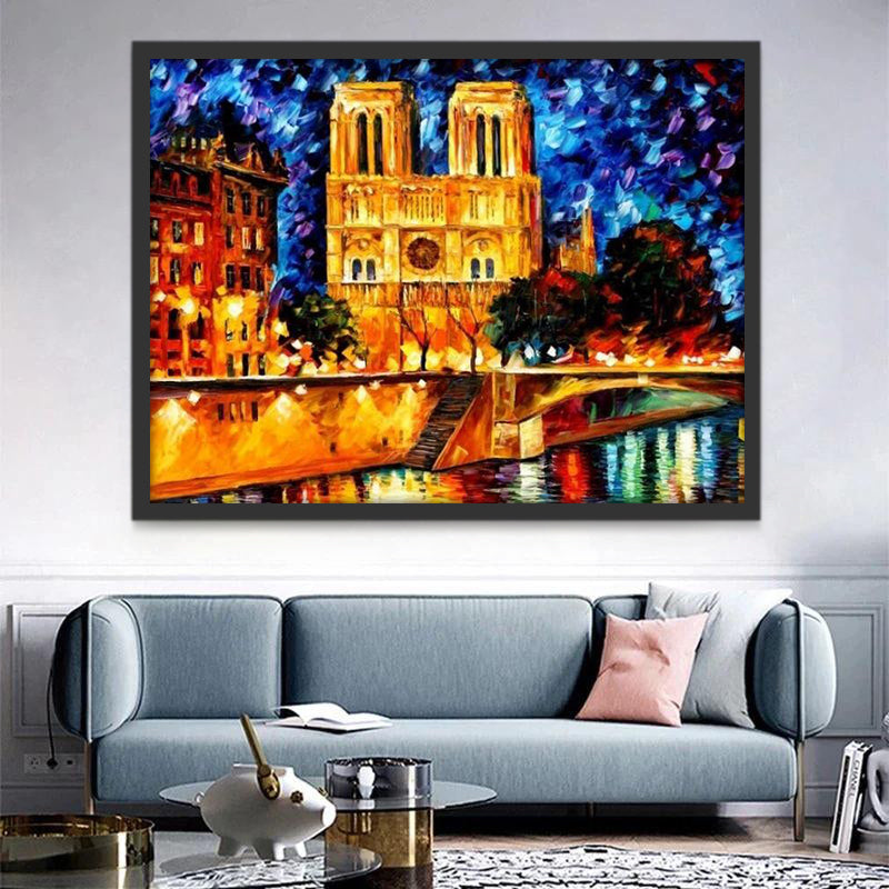Notre Dame dans la Nuit Peinture par Numéros