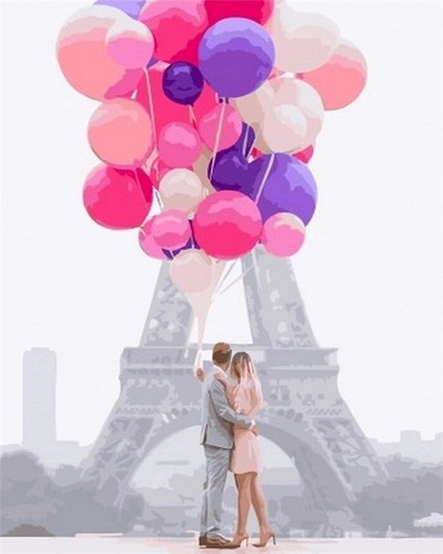 Nouveaux Mariés et Tour Eiffel Peinture par Numéros