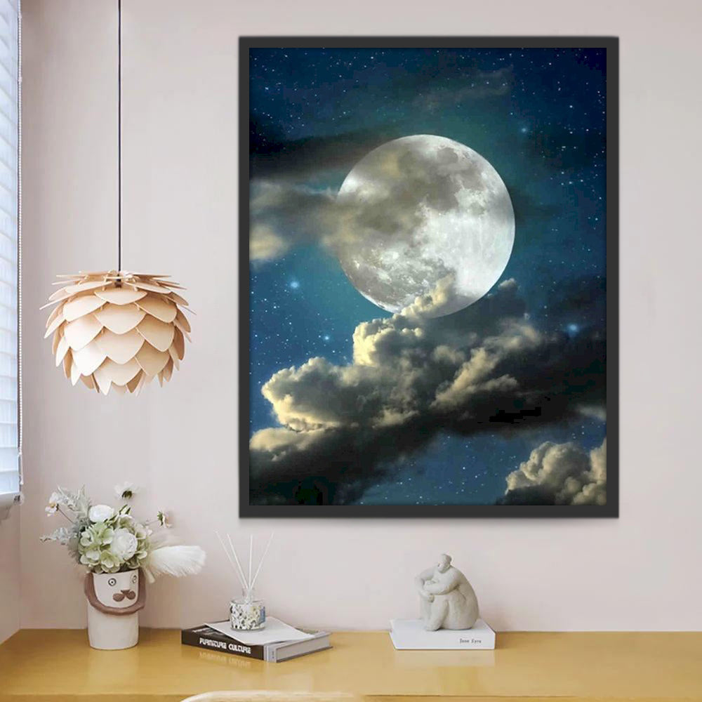 Nuages et Lune Peinture par Numéros