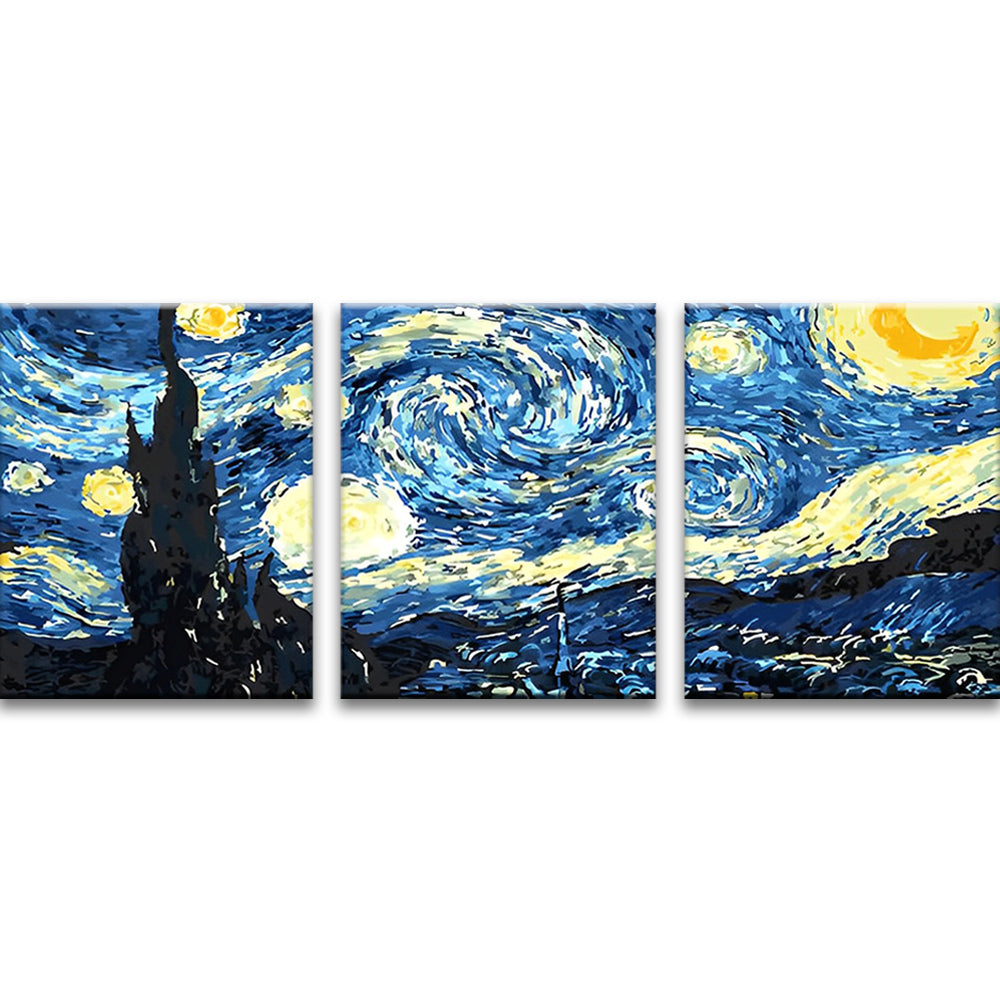 Nuit Etoilée 3 Partie Peinture par Numéros