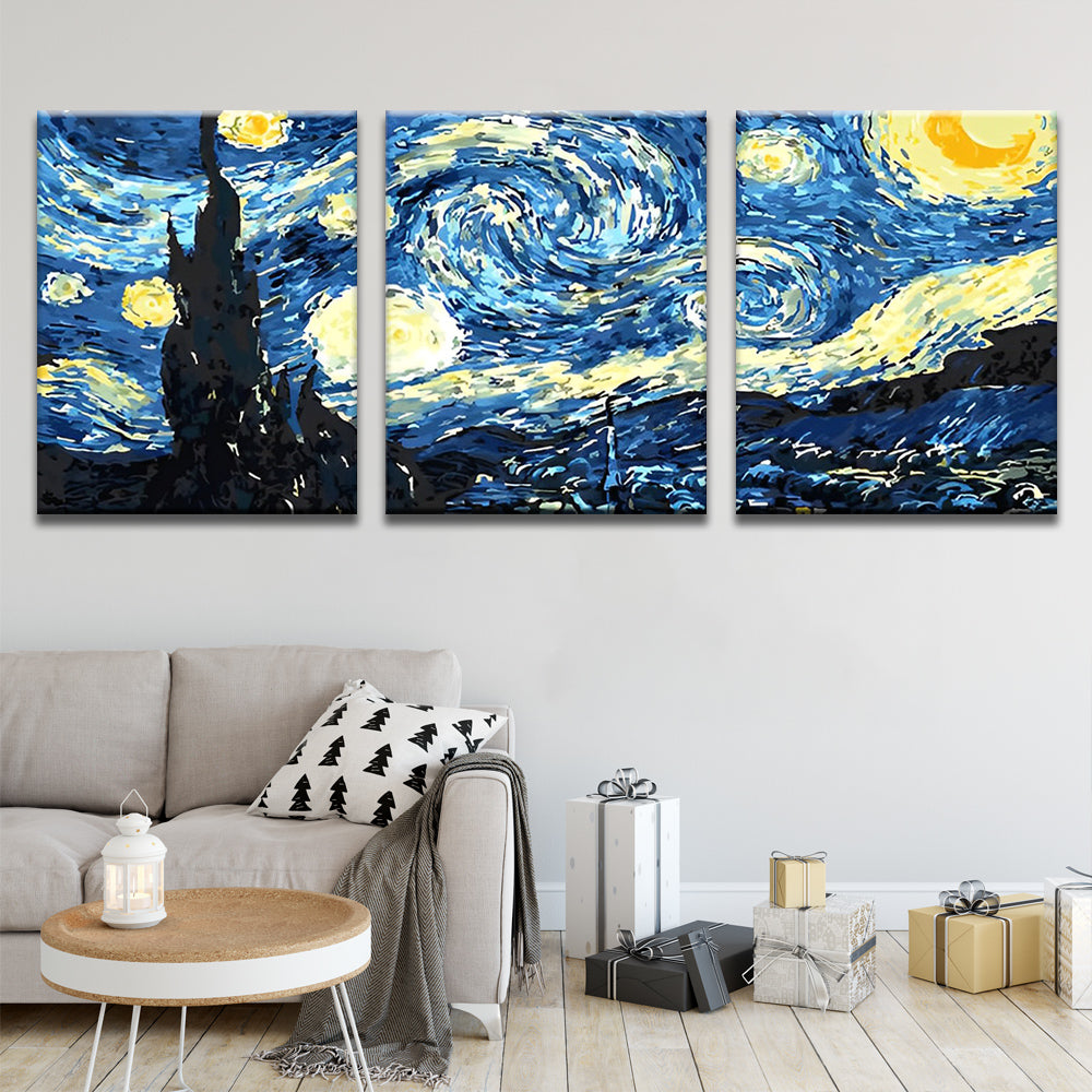 Nuit Etoilée 3 Partie Peinture par Numéros