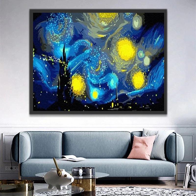 Nuit Etoilée Art abstrait Peinture par Numéros