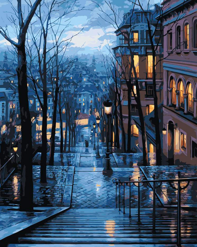Nuit Pluvieuse à Paris Peinture par Numéros