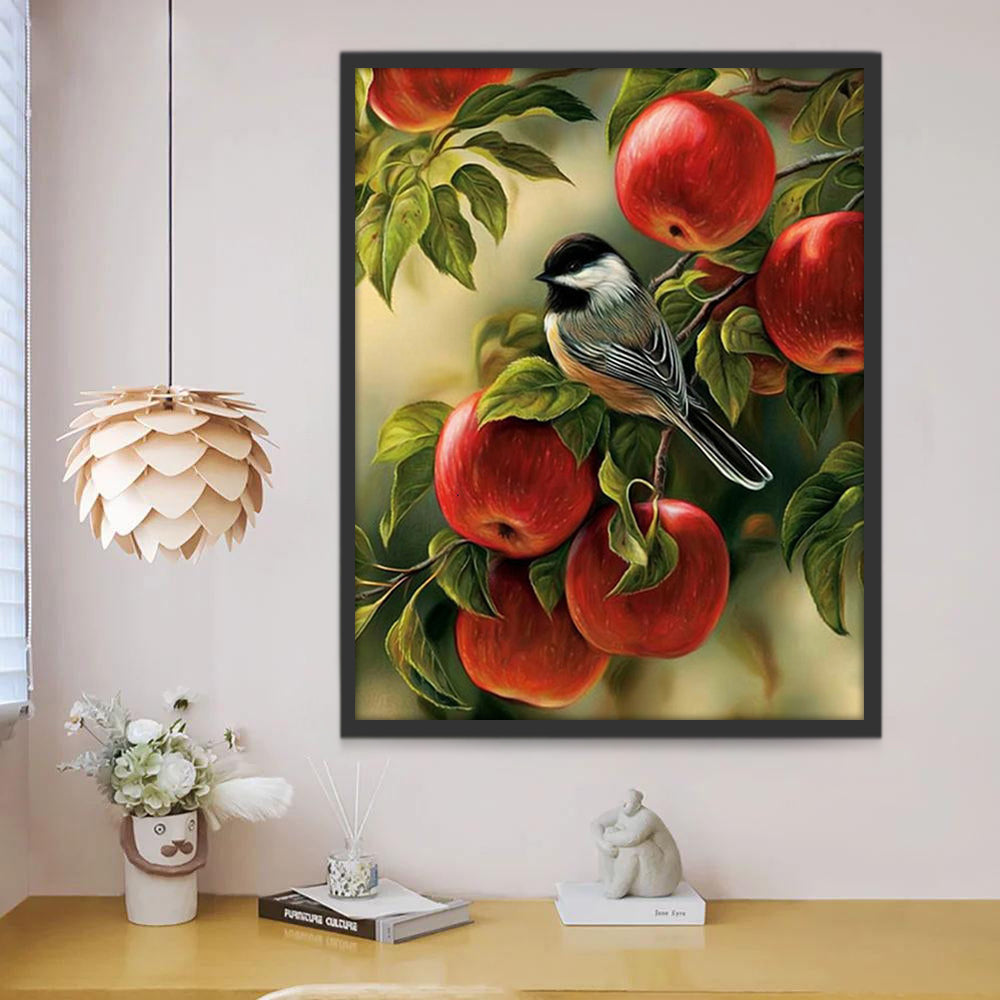 Oiseau et Pommes Peinture par Numéros