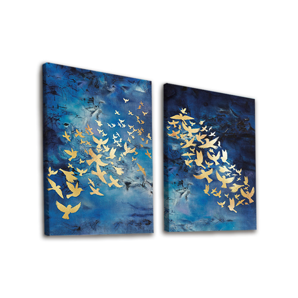 Oiseaux Dorés Volant 2 Partie Peinture par Numéros