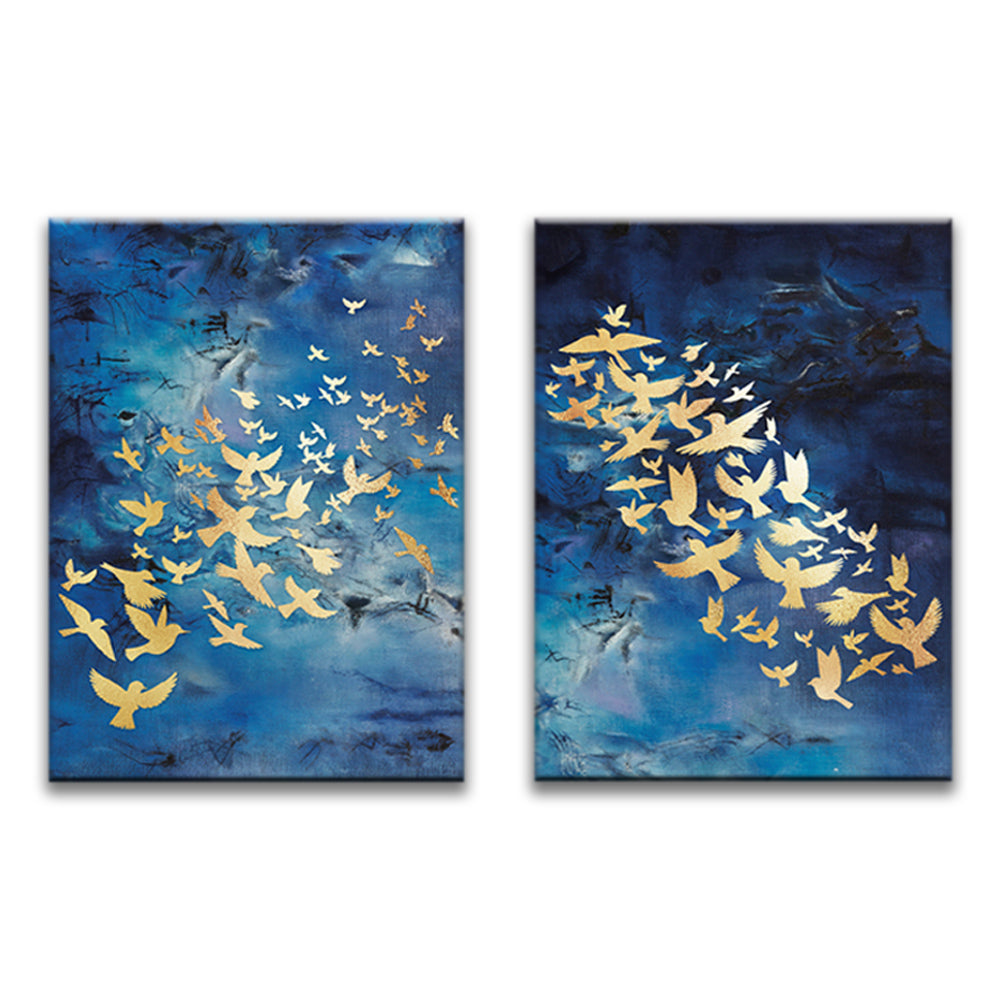 Oiseaux Dorés Volant 2 Partie Peinture par Numéros