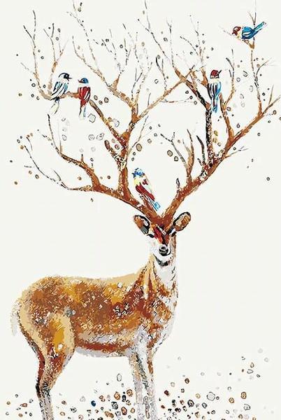 Oiseaux et Cerf Peinture par Numéros