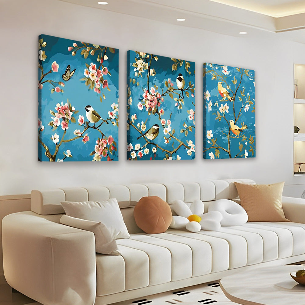 Oiseaux et Fleurs 3 Partie Peinture par Numéros