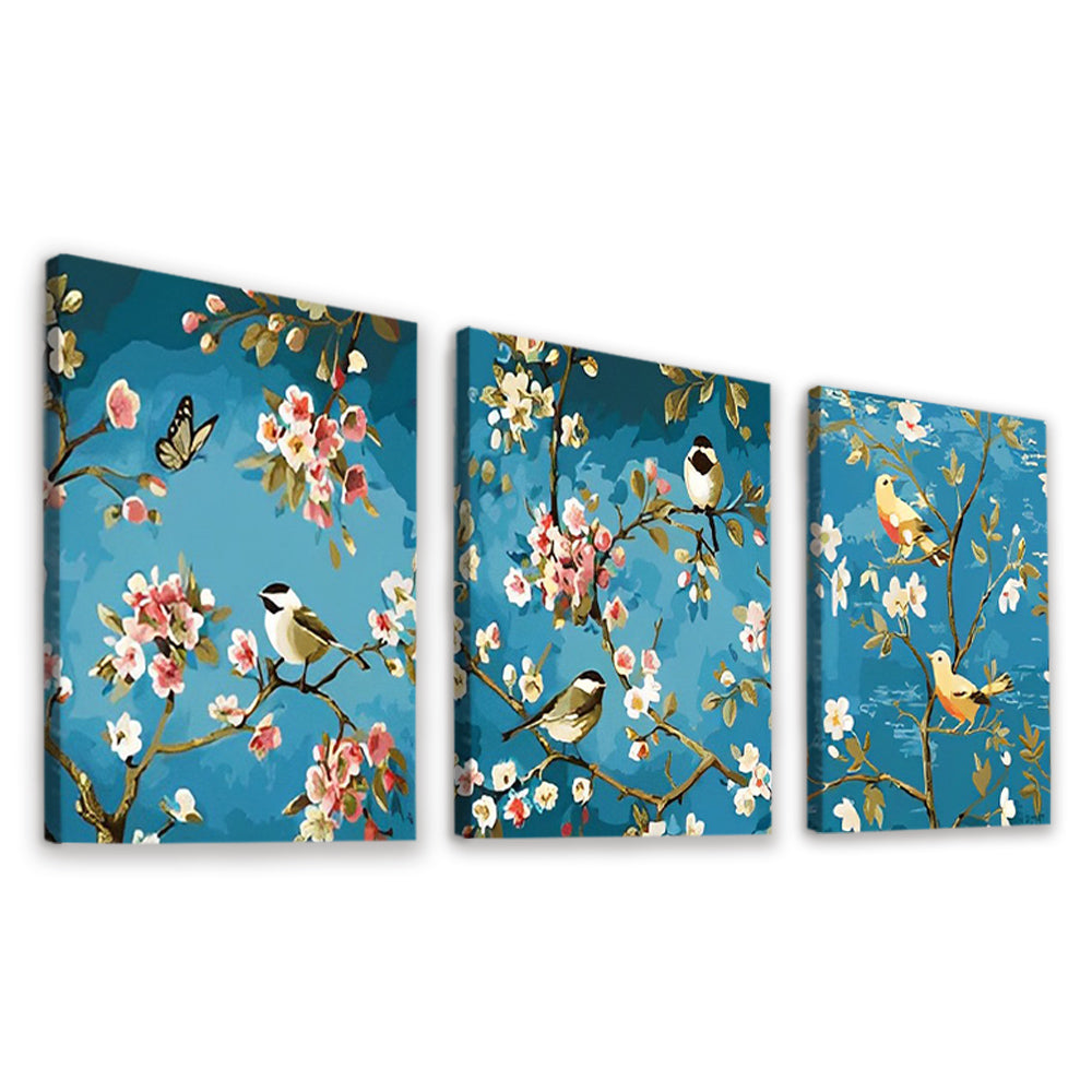 Oiseaux et Fleurs 3 Partie Peinture par Numéros