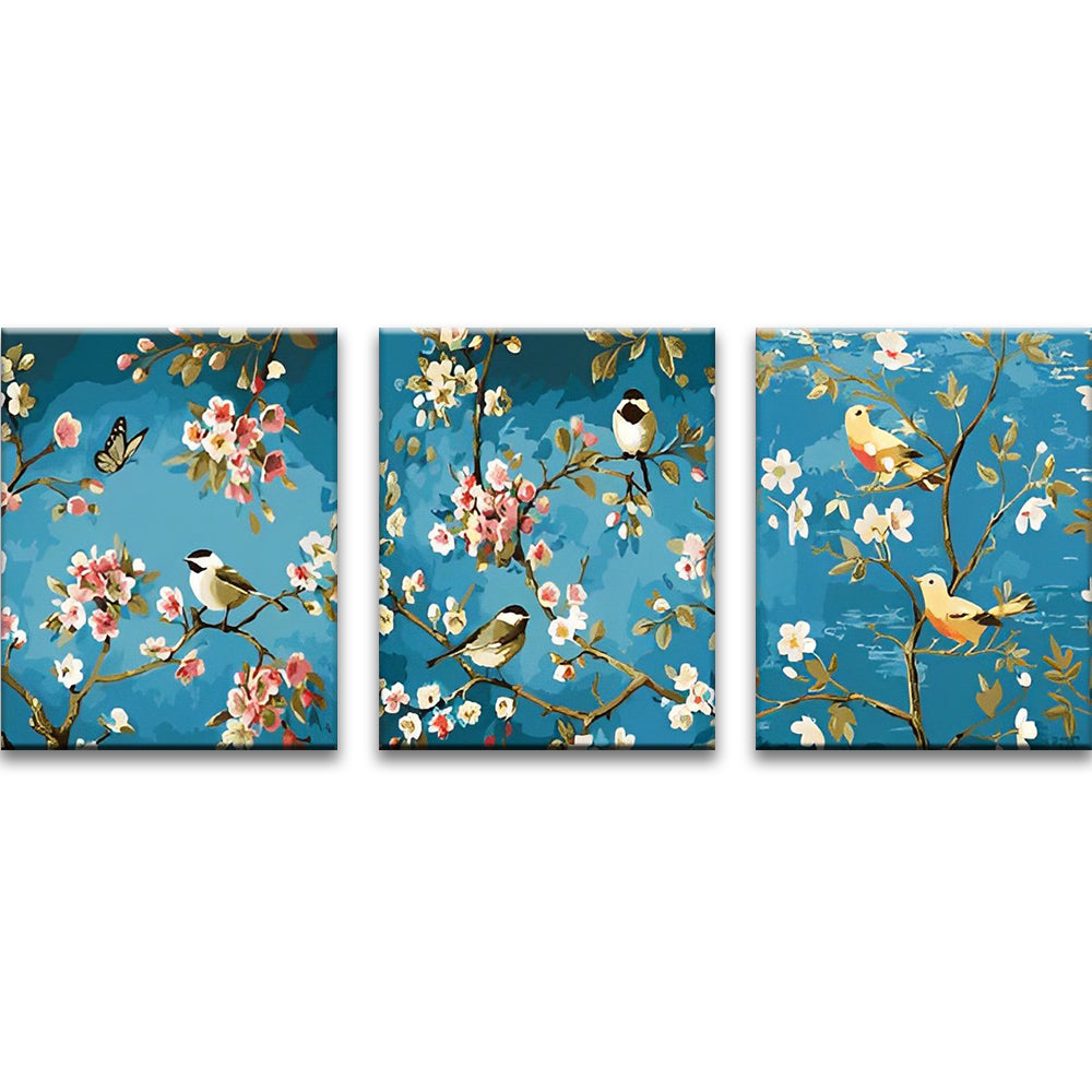 Oiseaux et Fleurs 3 Partie Peinture par Numéros