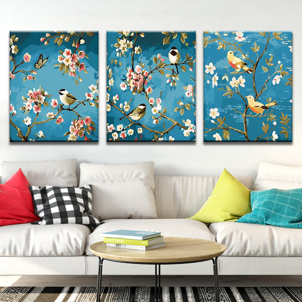 Oiseaux et Fleurs 3 Partie Peinture par Numéros