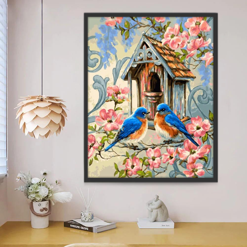 Oiseaux et Maison Peinture par Numéros