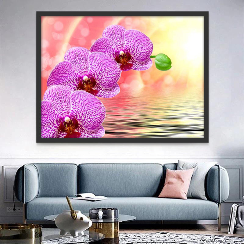 Orchidée Papillon Violette Peinture par Numéros