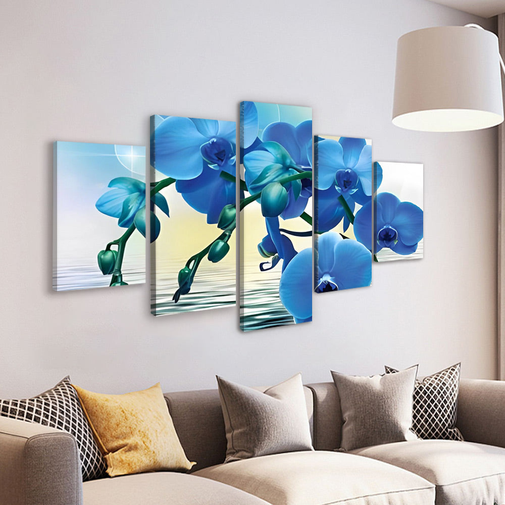 Orchidées Bleues 5 Partie Peinture par Numéros