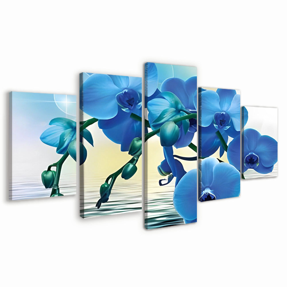 Orchidées Bleues 5 Partie Peinture par Numéros