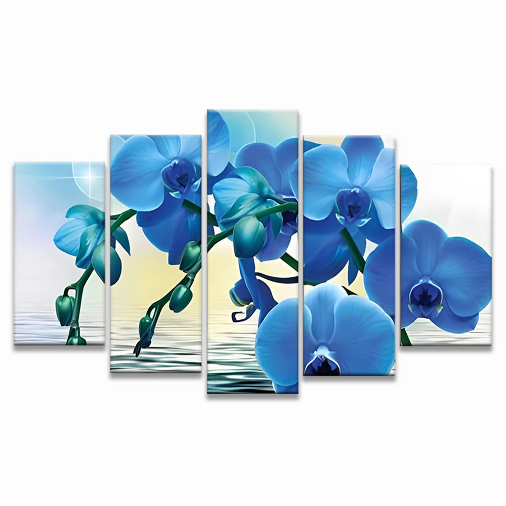 Orchidées Bleues 5 Partie Peinture par Numéros