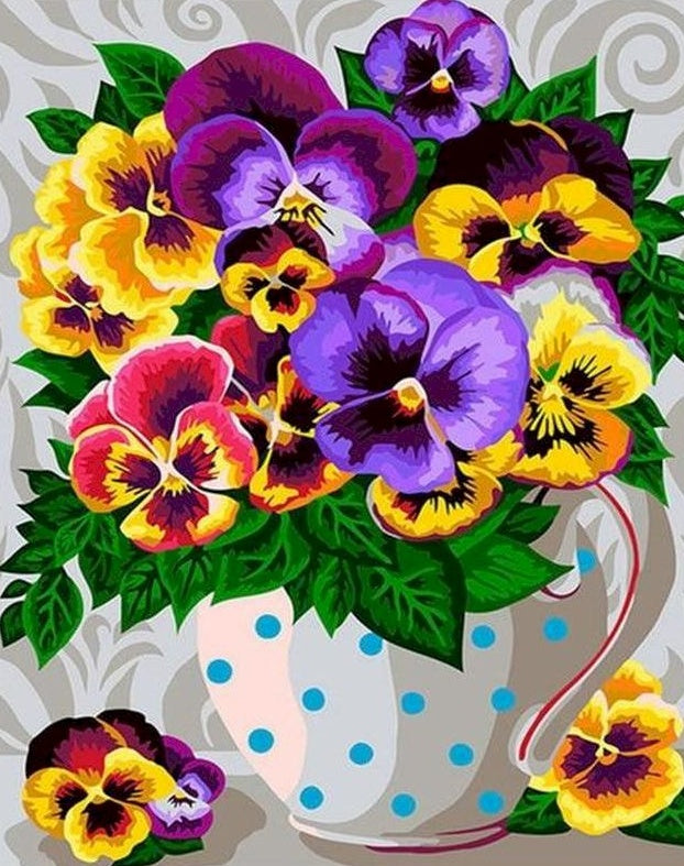 Orchidées Papillons Colorées Peinture par Numéros