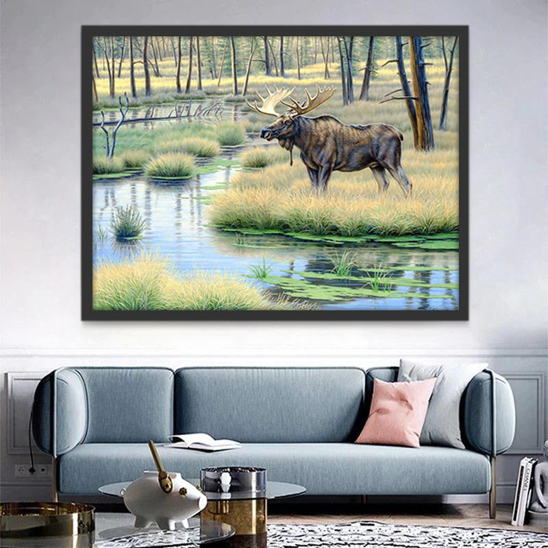 Orignal au Bord du Ruisseau Peinture par Numéros