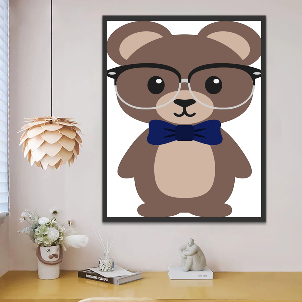 Ours Brun avec des Lunettes Peinture par Numéros