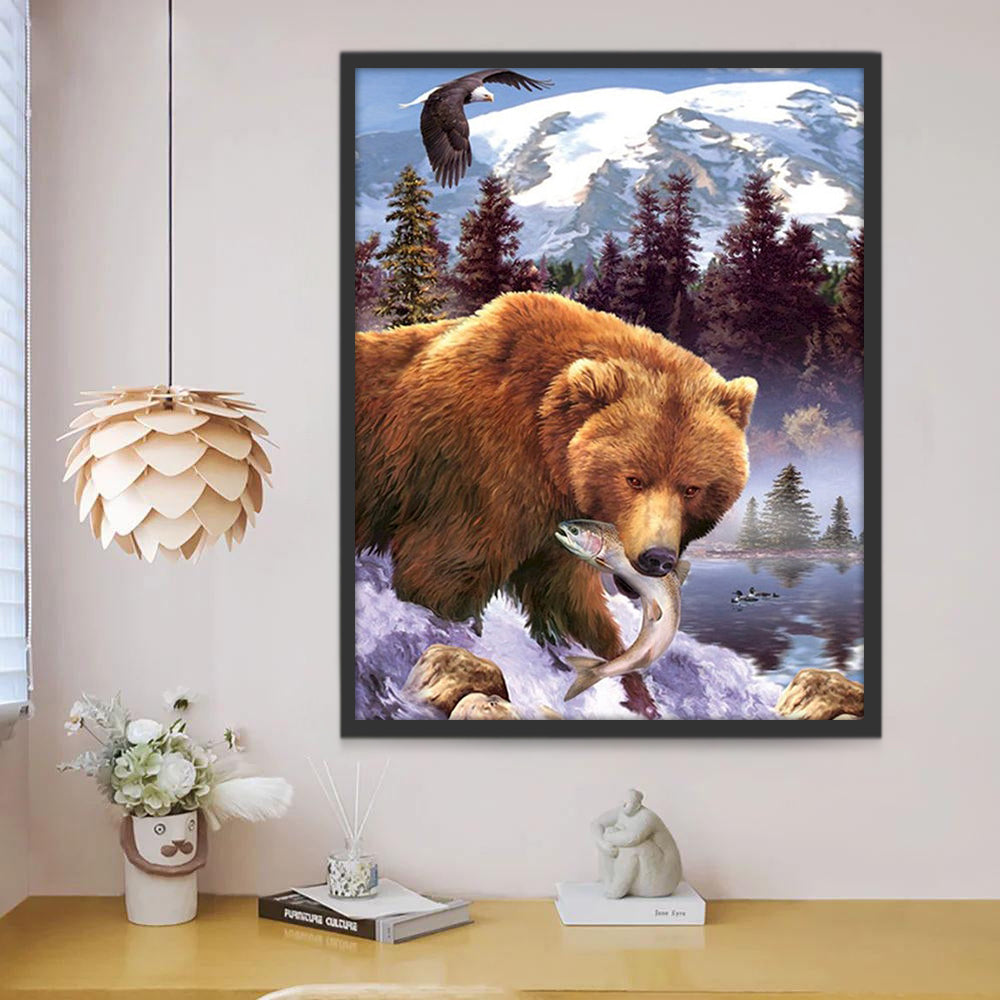Ours Brun Chassant Peinture par Numéros
