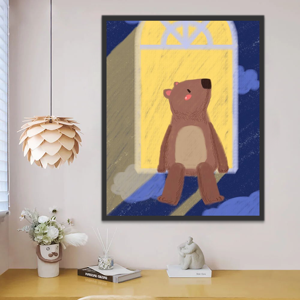 Ours Brun près de la Fenêtre Peinture par Numéros