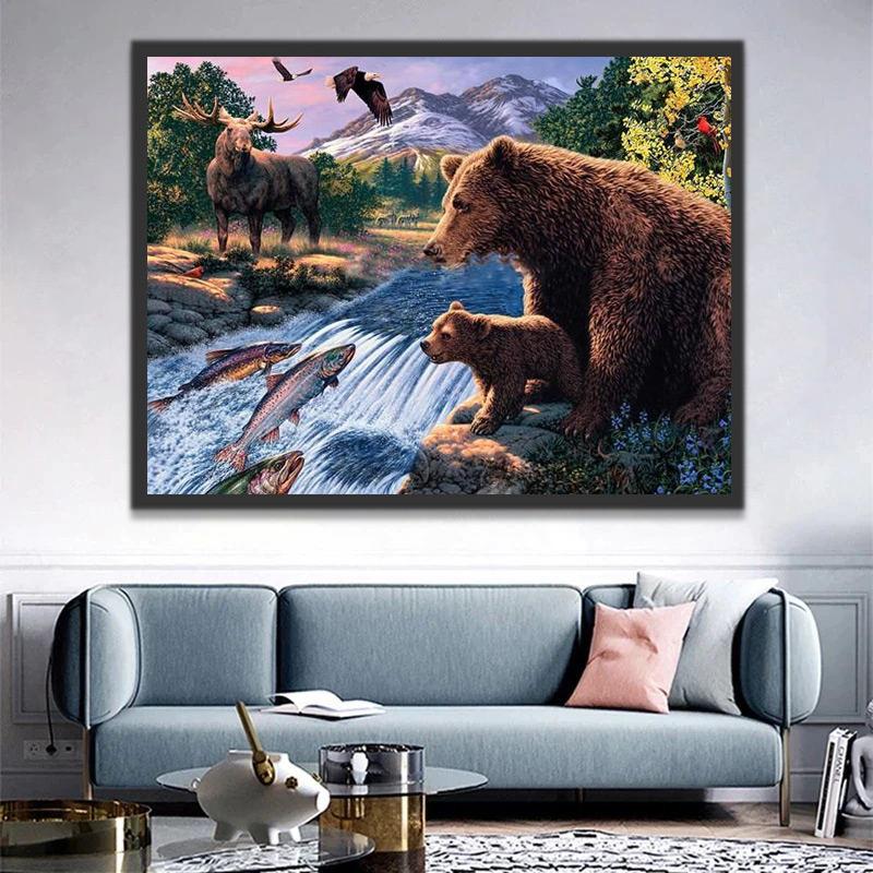 Ours Mère et Son Bébé Peinture par Numéros