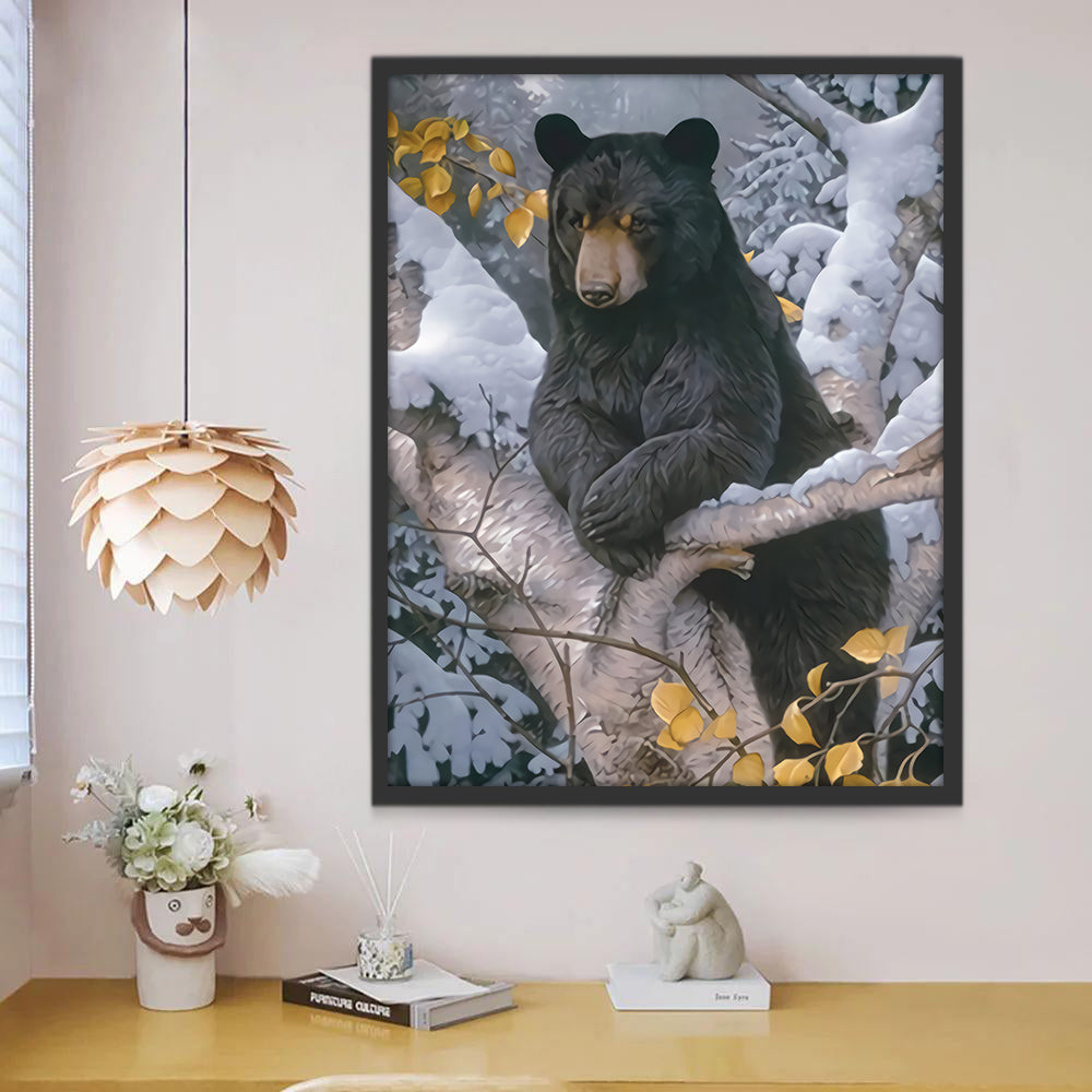 Ours Noir dans la Neige Peinture par Numéros