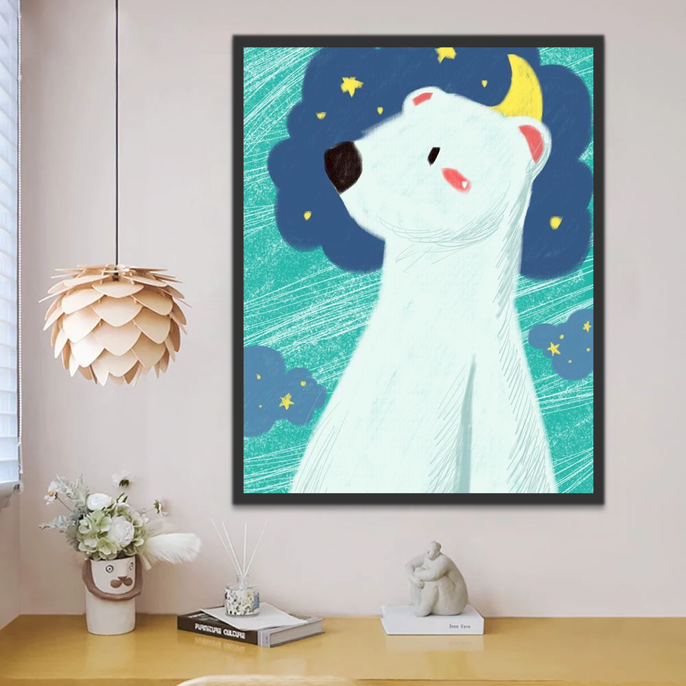 Ours Polaire dans la Nuit Peinture par Numéros