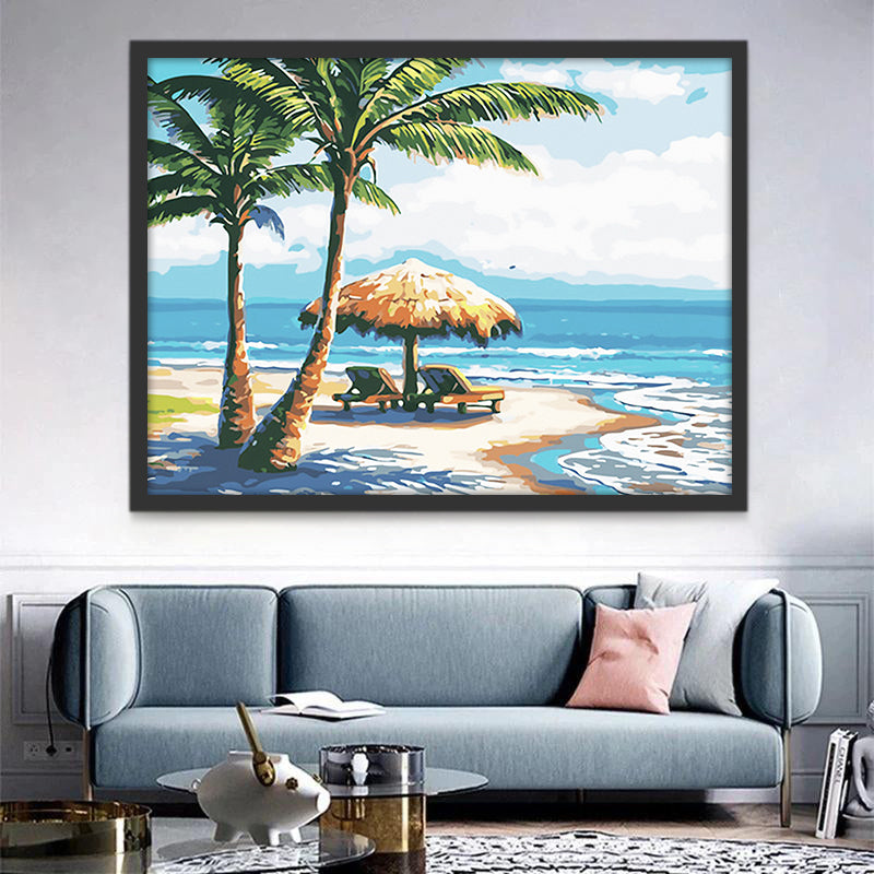 Palmiers sur la plage Peinture par Numéros