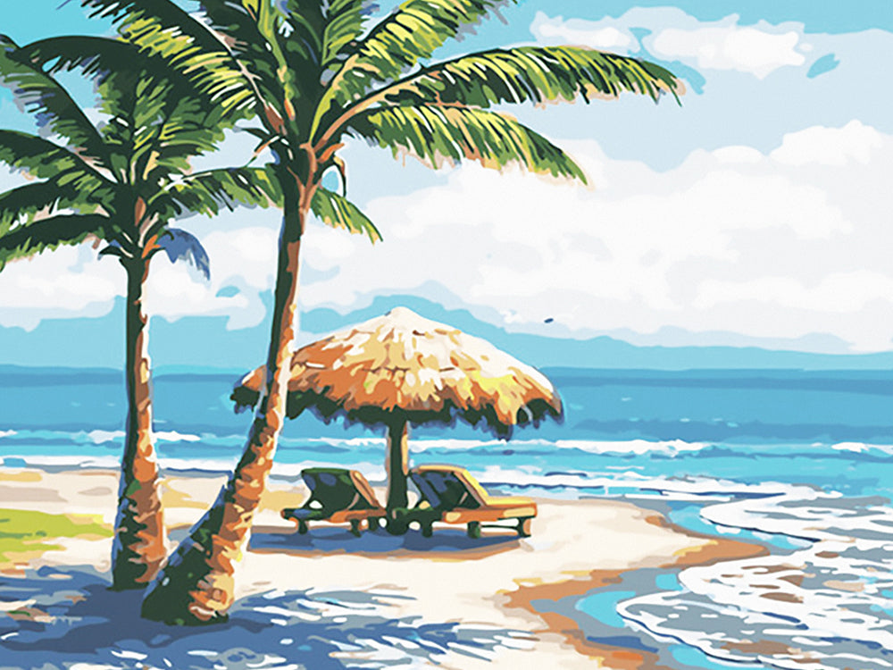 Palmiers sur la plage Peinture par Numéros
