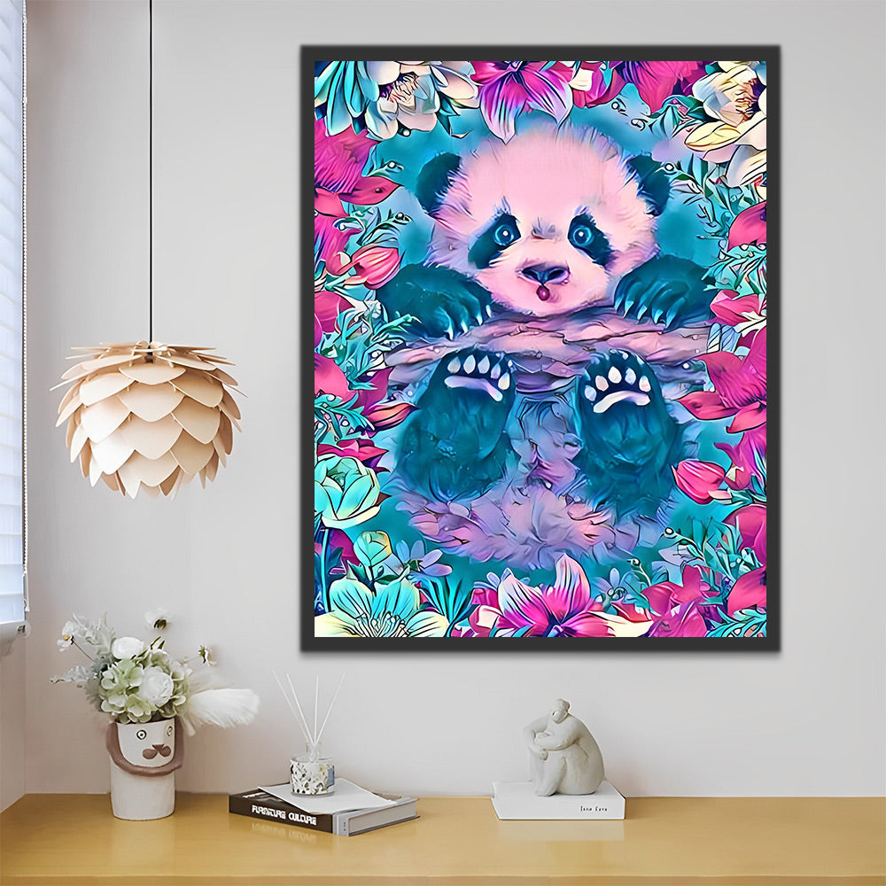 Kit Peinture Par Numéros Adulte - Panda - Toile 40x50 Cm - Loisir Créatif Anti-stress Et Décoration - 4