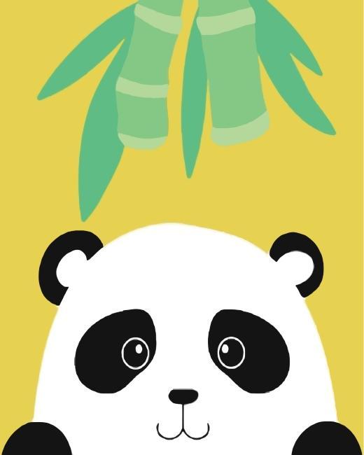Panda et Bambous Cartoon Peinture par Numéros