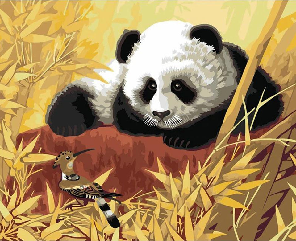 Panda et Huppe Fasciée Peinture par Numéros