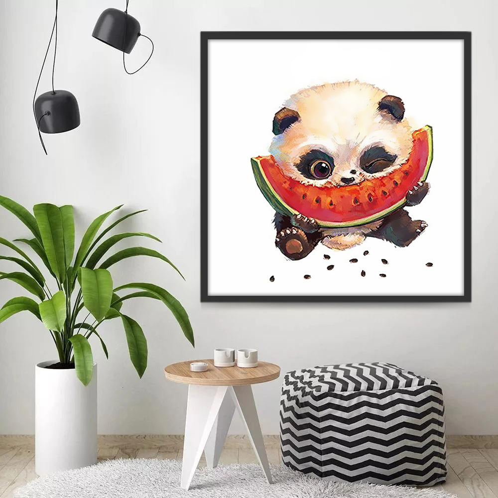 Panda Mangeant de la Pastèque Peinture par Numéros