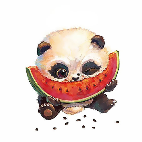Panda Mangeant de la Pastèque Peinture par Numéros