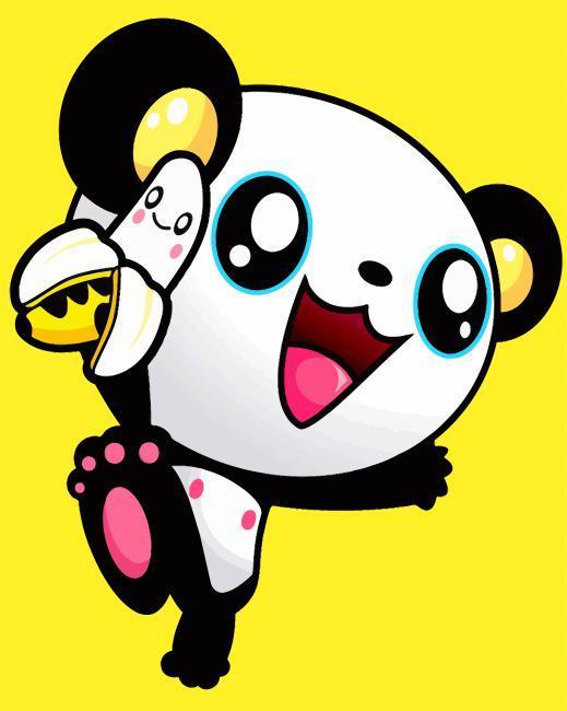 Panda Mangeant du Banane Cartoon Peinture par Numéros
