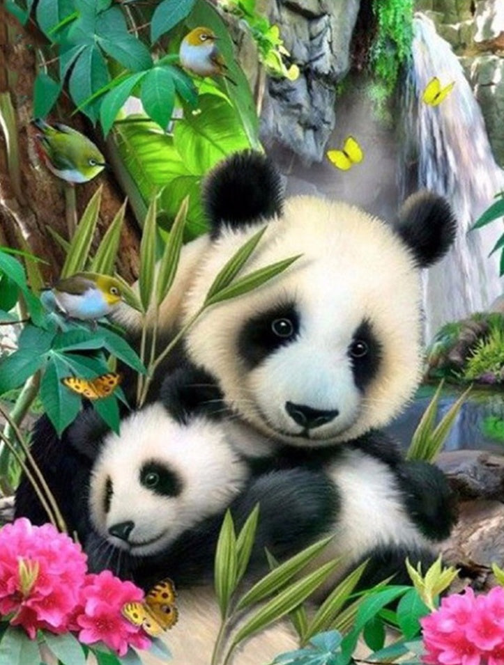 Panda Mère et Bébé Peinture par Numéros