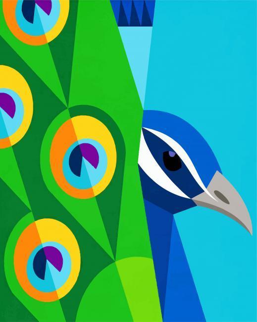 Paon Bleu Cartoon d'Enfants Peinture par Numéros