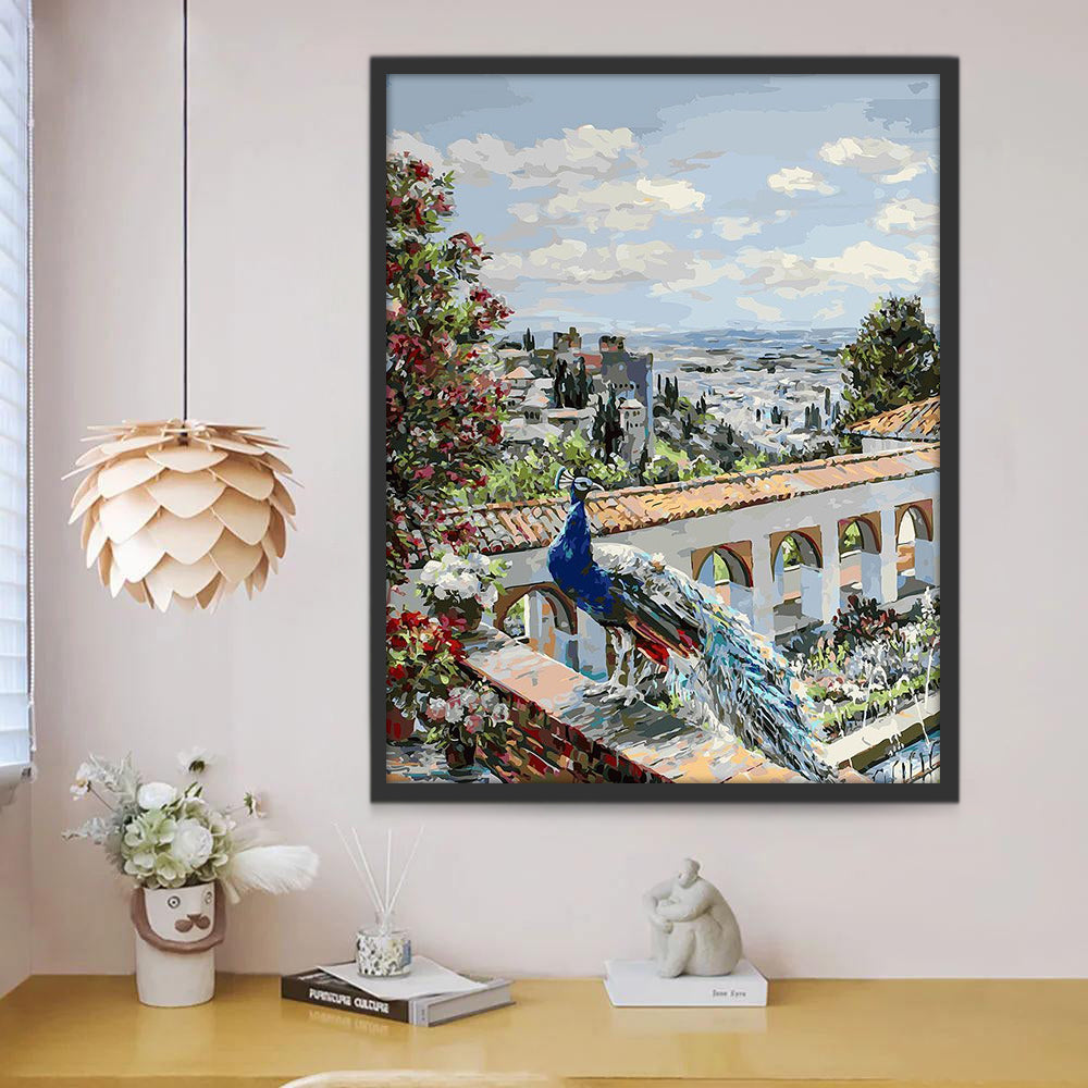 Paon Bleu dans l'Immeuble Peinture par Numéros