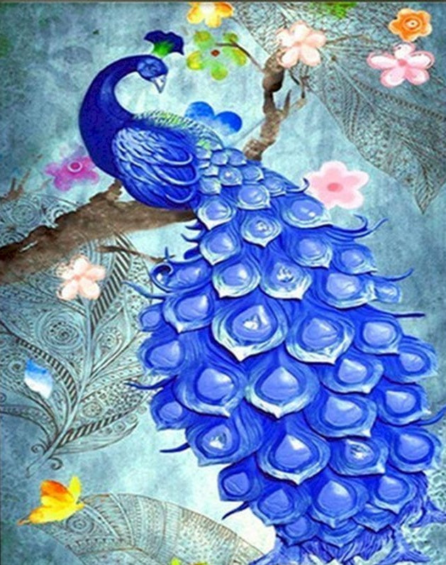 Paon Bleu Fantastique Peinture par Numéros