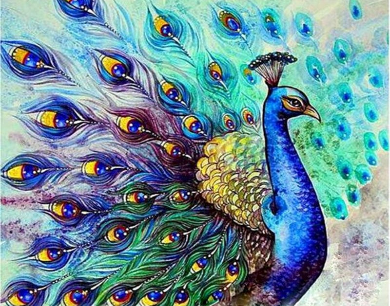 Paon Bleu Peinture par Numéros